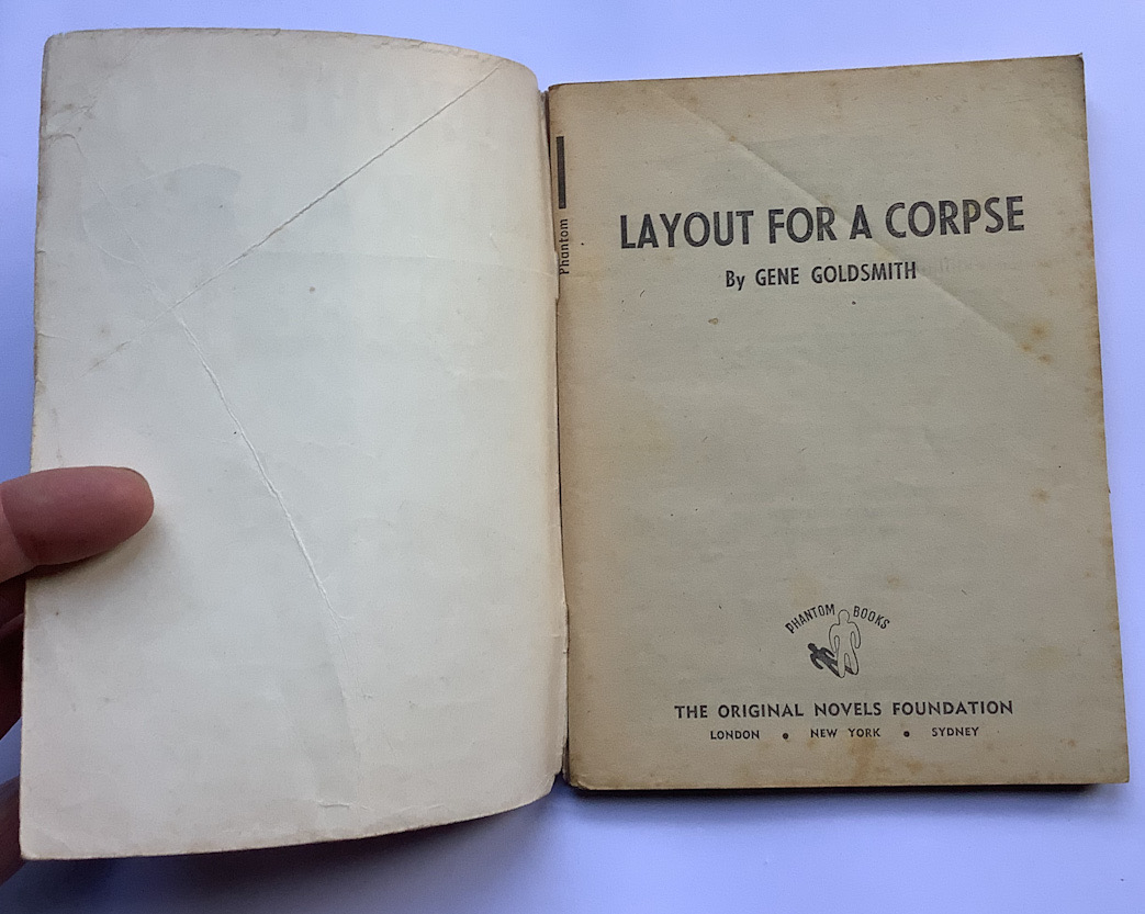 LAYOUT FOR A CORPSE crime pulp fiction book by Gene Goldsmith 1956